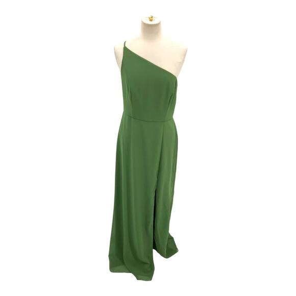 After Six Vineyard Green One-Shoulder Trumpet Gown Size 10 NWOT $187 MSRP - Picture 4 of 10